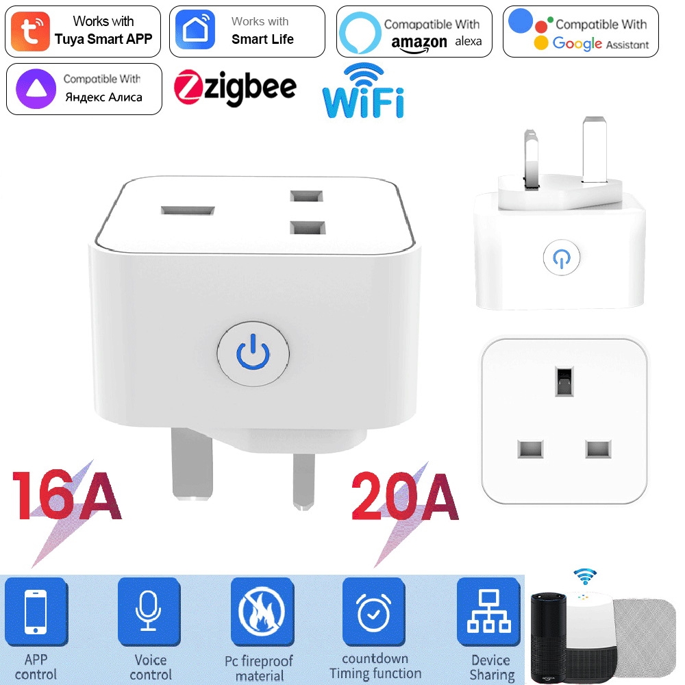 Home Security Alexa - Tuya Smart Socket 16A/20A WiFi or