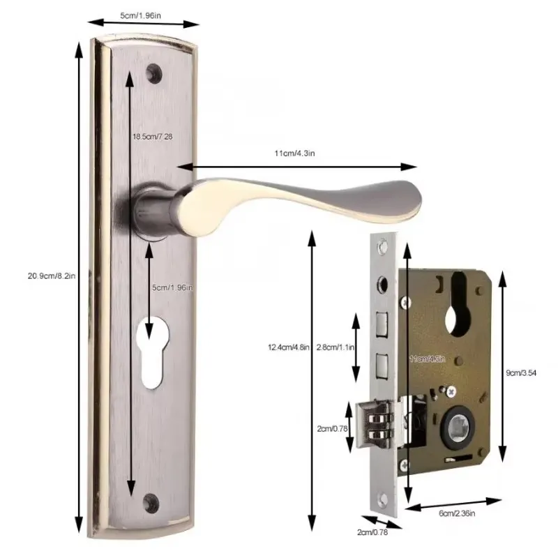 Gold Door Handle Lock Silent H - Home Security Essential review and price