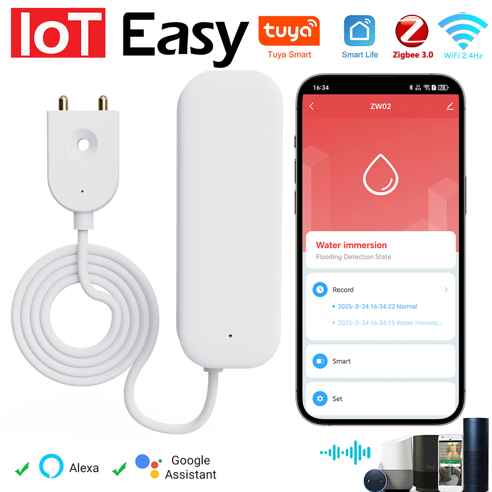 Tuya WiFi ZigBee Water Sensor  - Home Security Alexa review and price